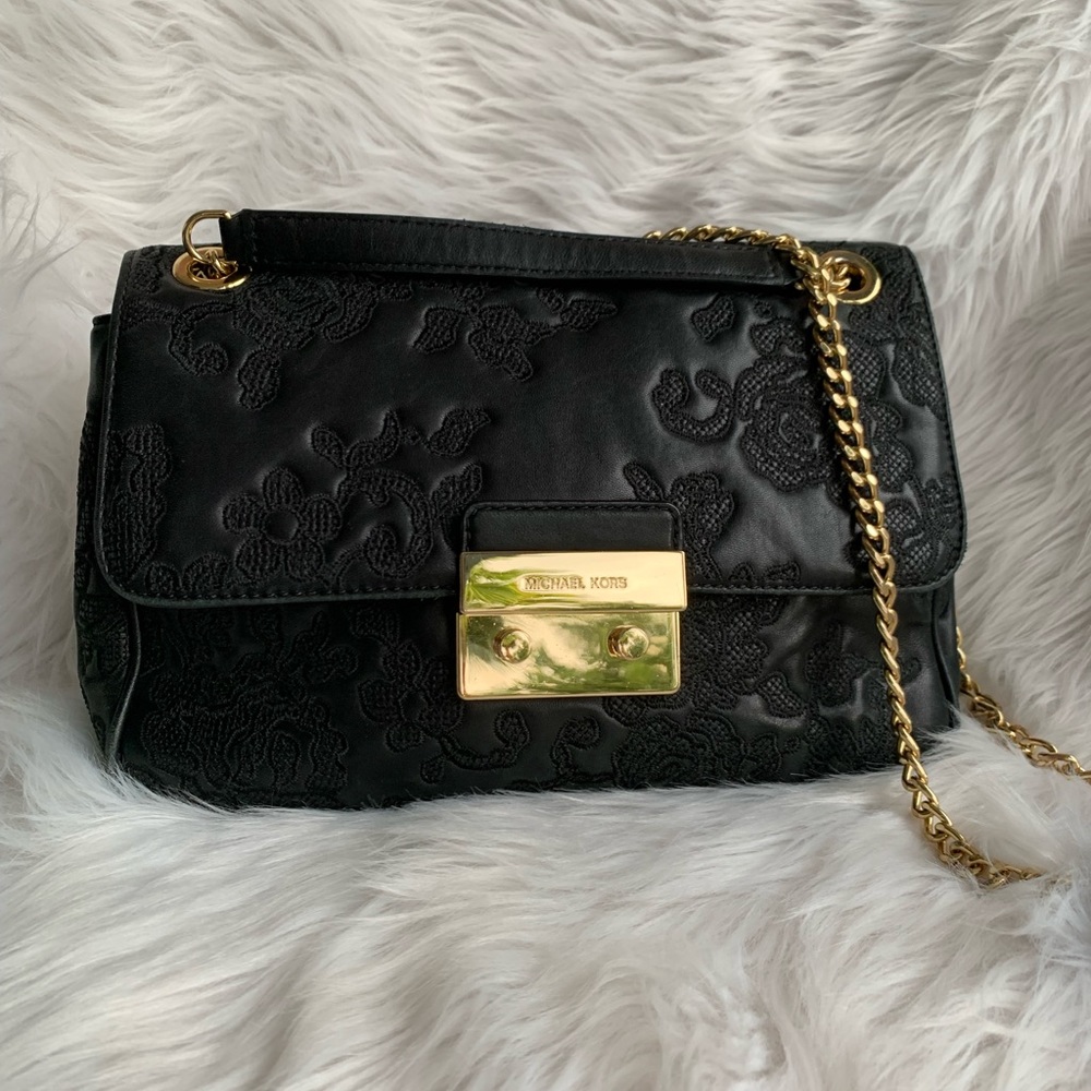 Michael Kors Sloan Lace Leather Shoulder Bag - Picture 2 of 13